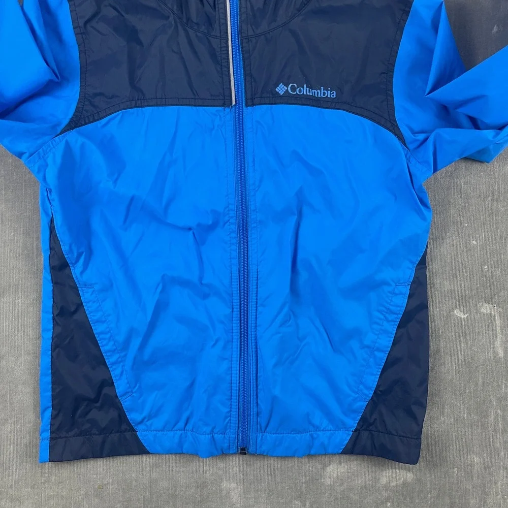 Columbia Kids Size S (8) Blue Windbreaker Jacket Hooded Full Zip Lightweight